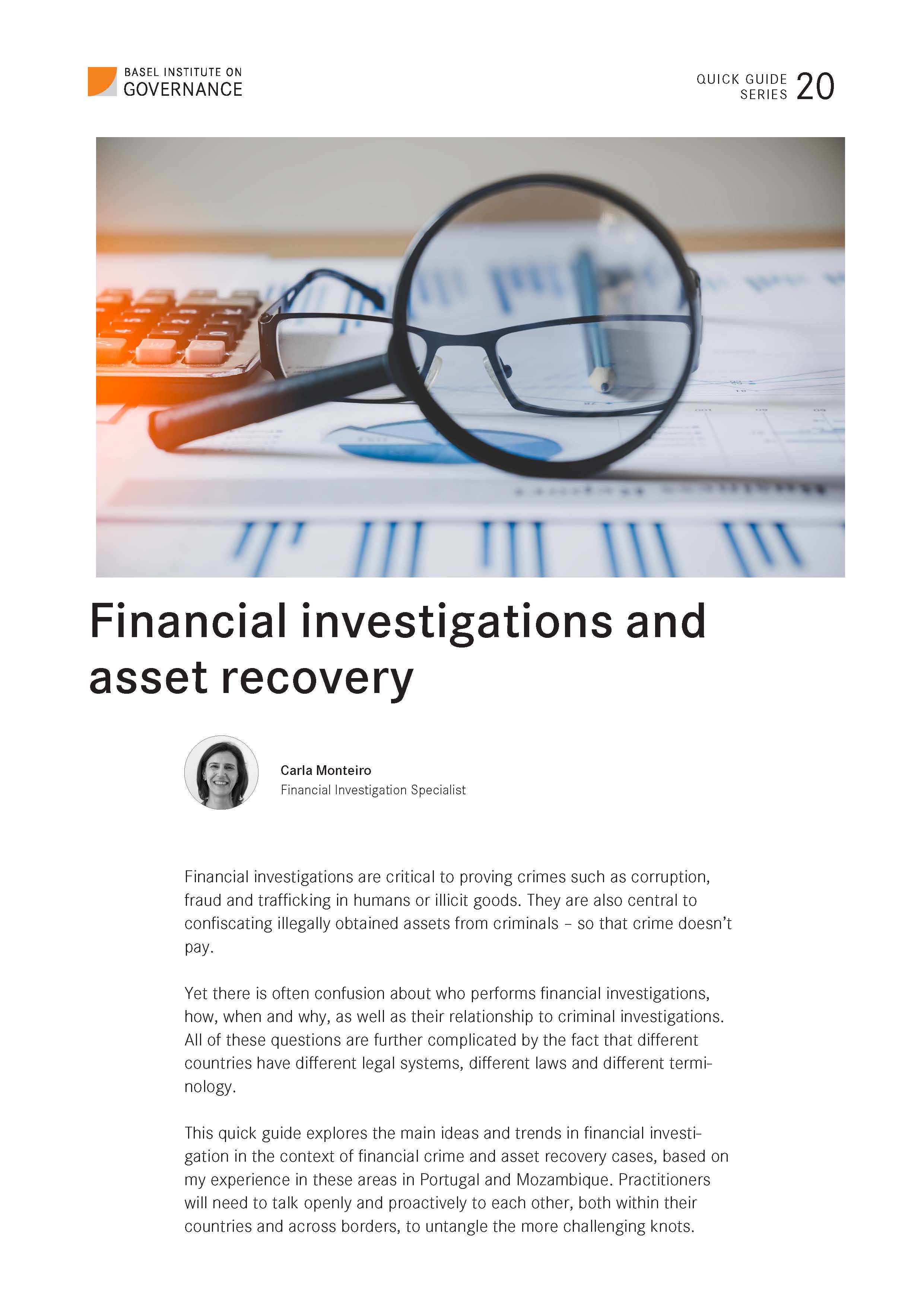 Quick Guide 20 Financial investigations and asset recovery Basel Institute on Governance